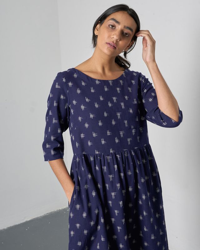 Navy Ikat Orla Day Dress