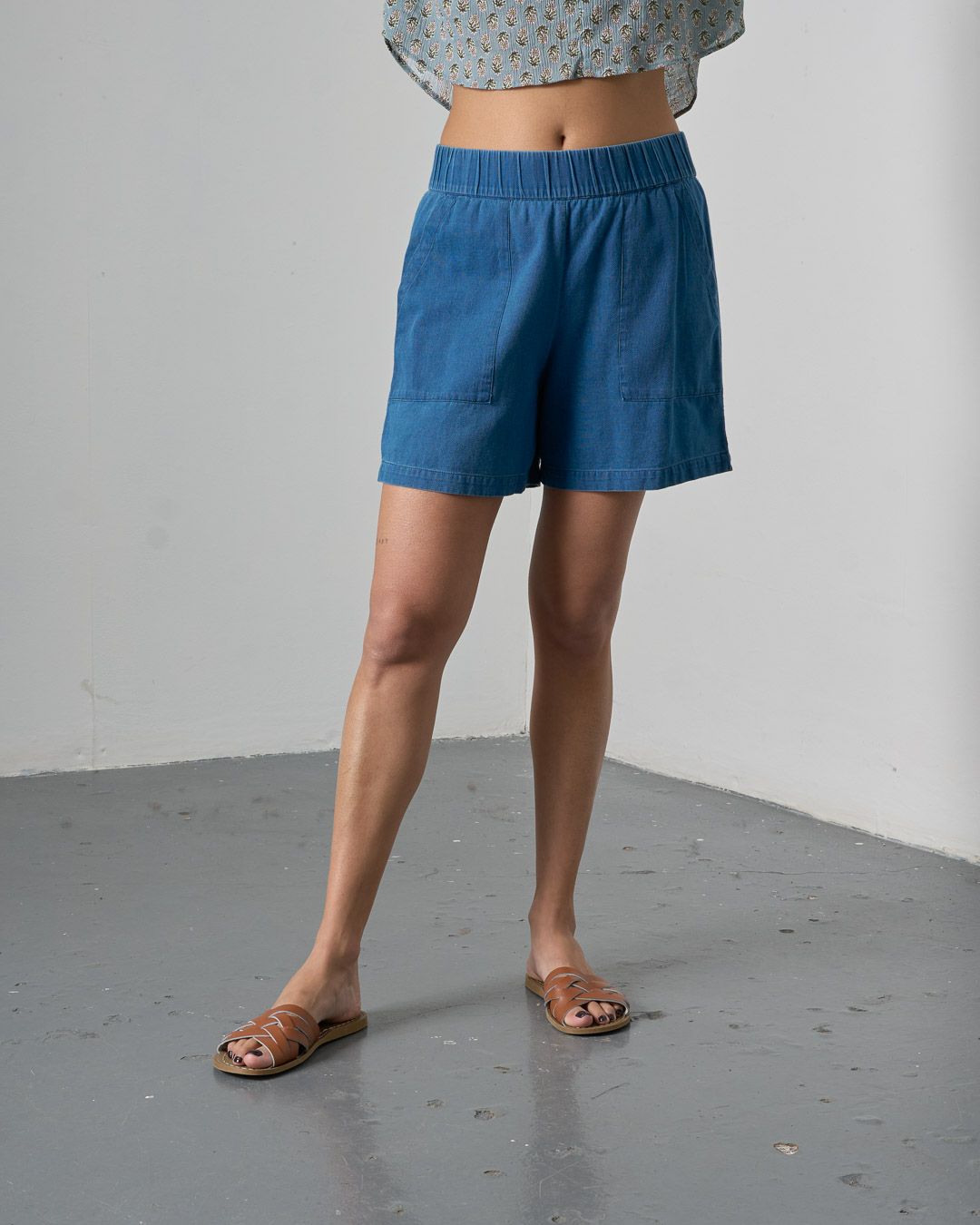 Textured Denim Petra Shorts