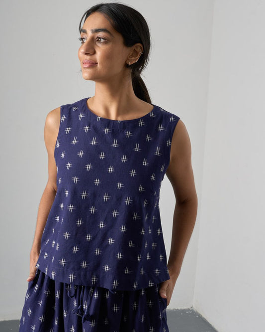 Navy Ikat Pippa Top