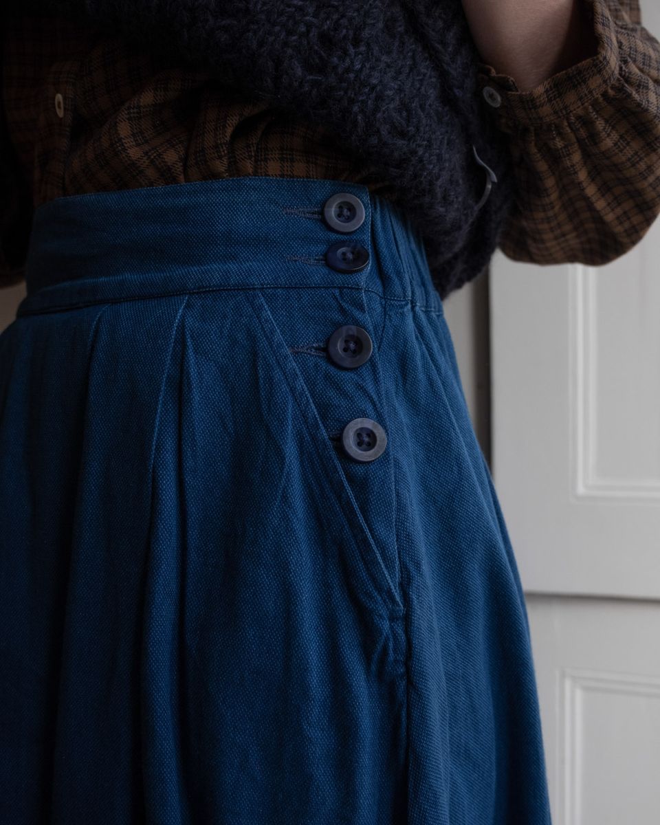 Textured denim Wander Pleated Skirt