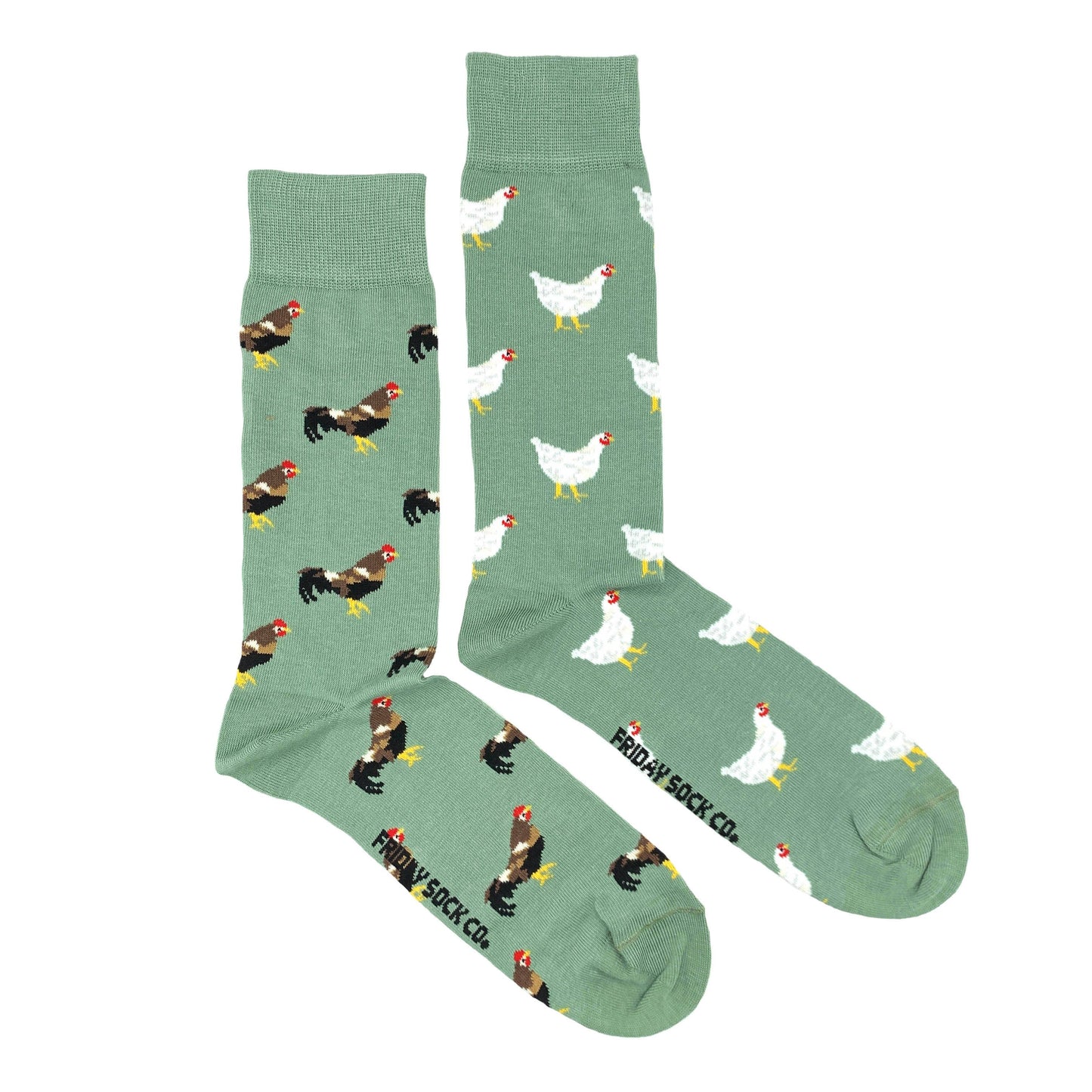 Chicken & Rooster Men's Mismatched Socks | Eco Friendly