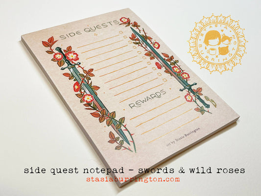 Side Quests Swords Notepad