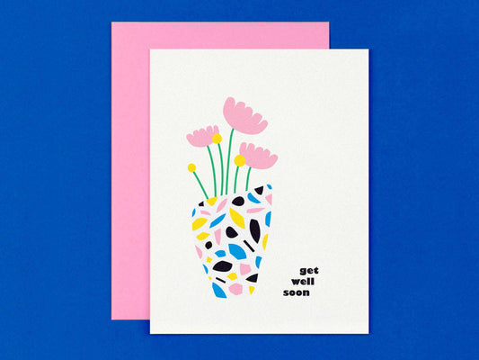 Terrazzo Flower Vase Get Well Soon Card