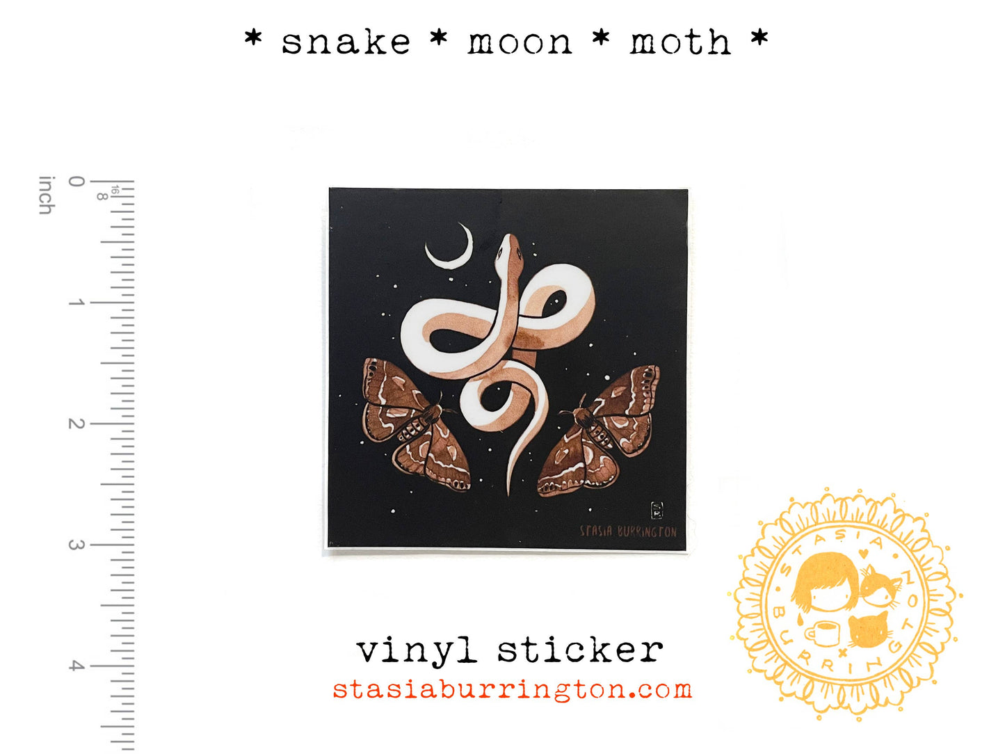 Snake Moon Moths Sticker