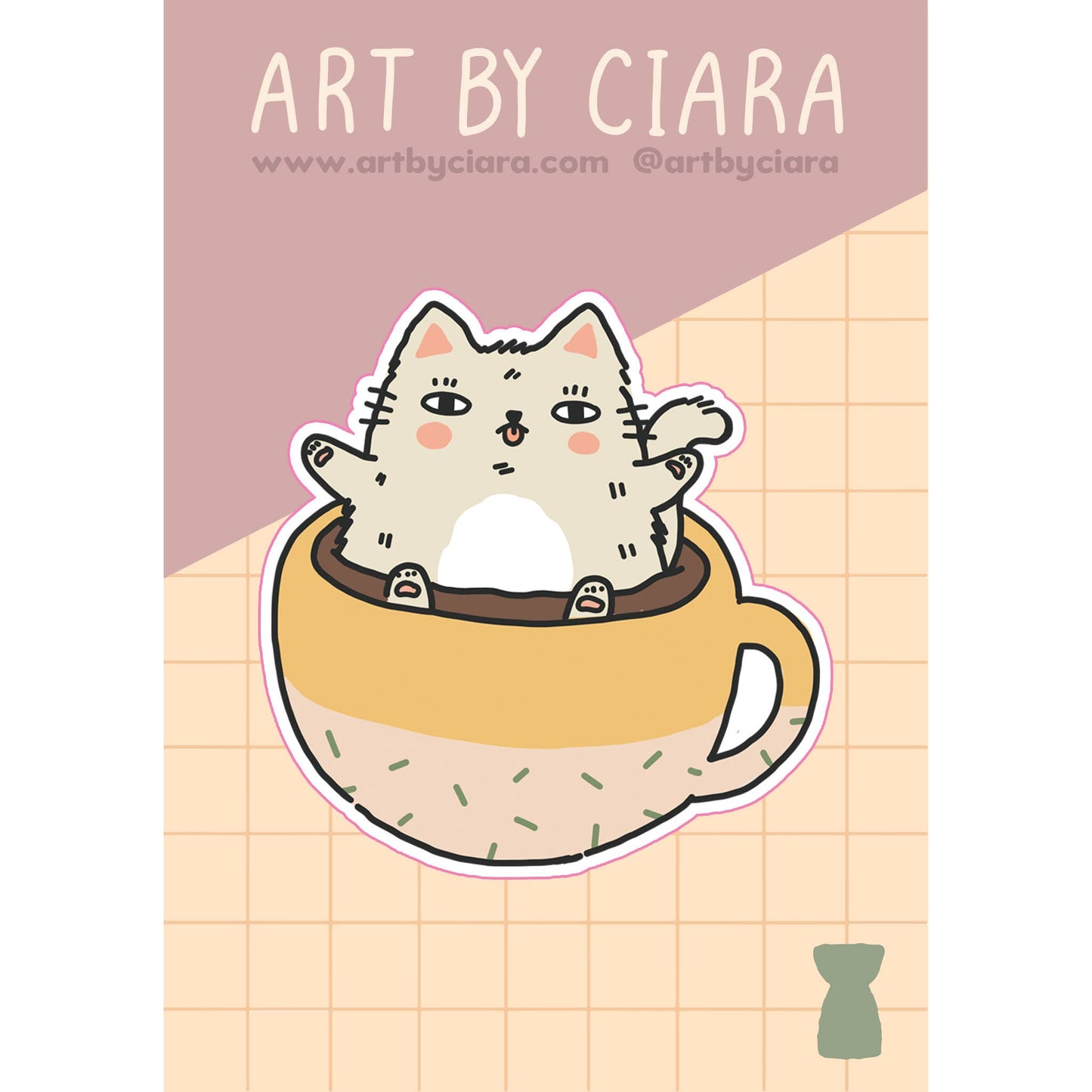 Cat in Coffee Cup Sticker