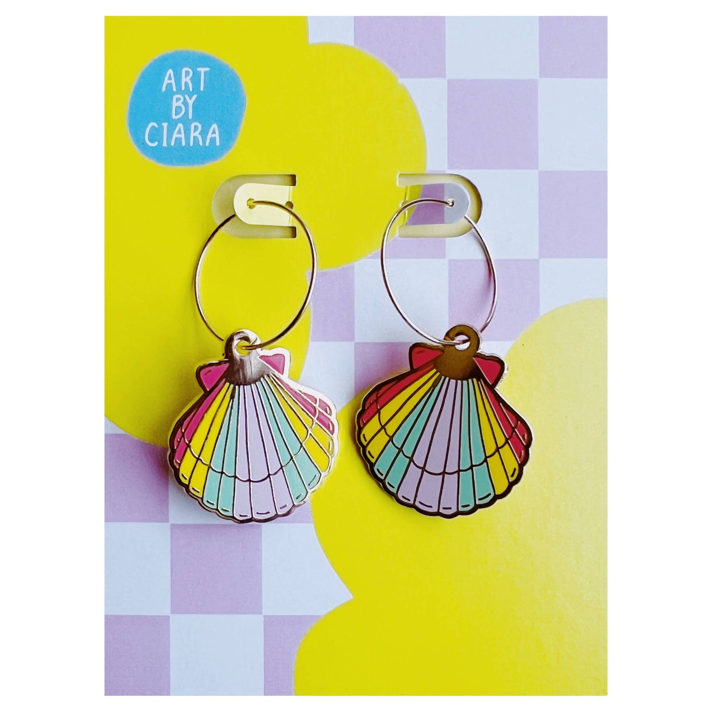 Gold Filled Rainbow Seashell Hoop Earrings