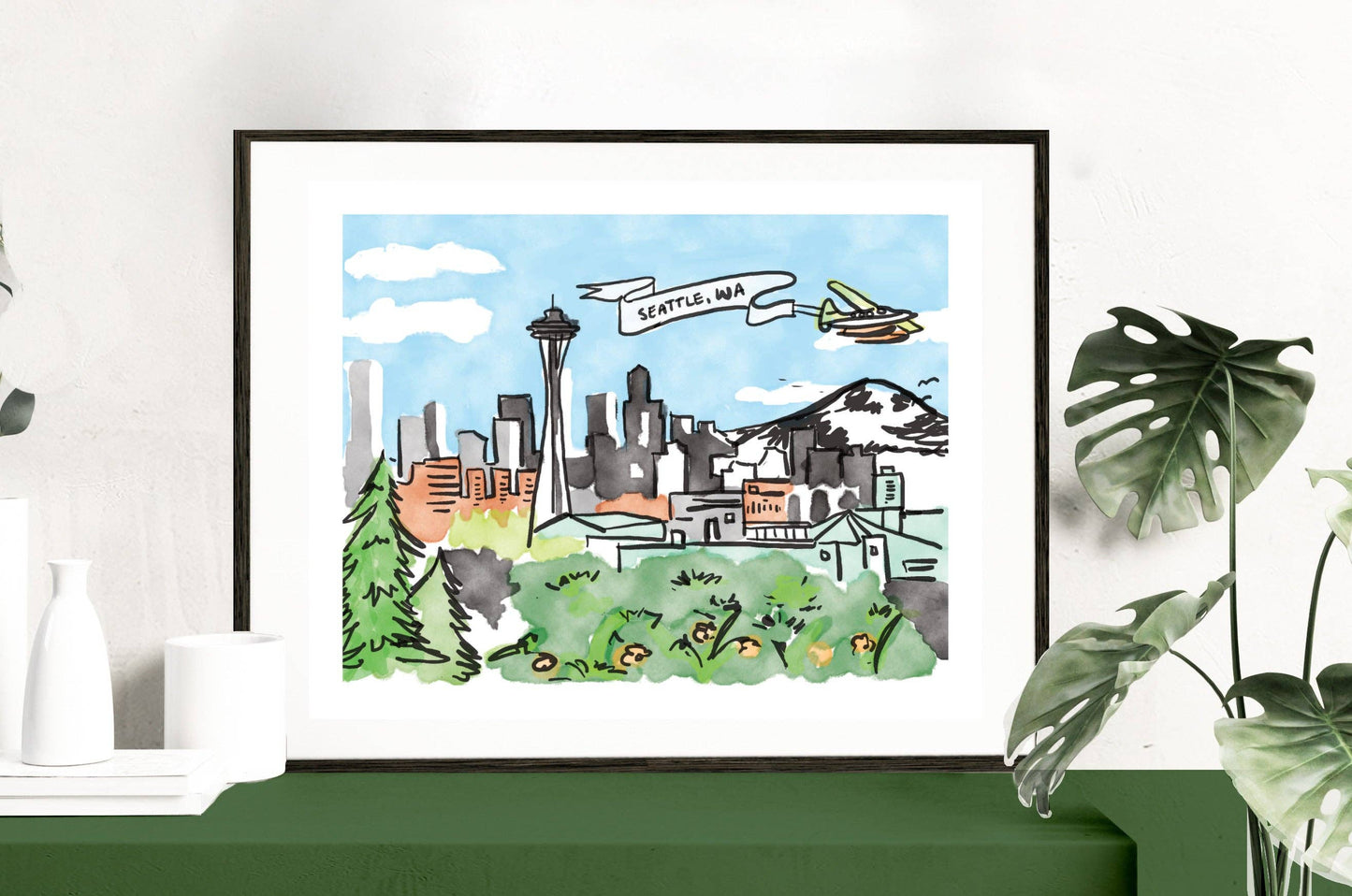 Seattle Landscape Art Print 8x10
