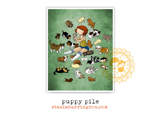 Puppy Pile Print