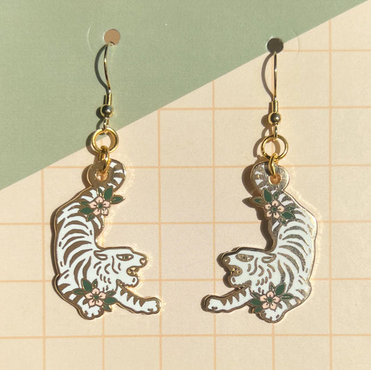 White Tiger Earrings