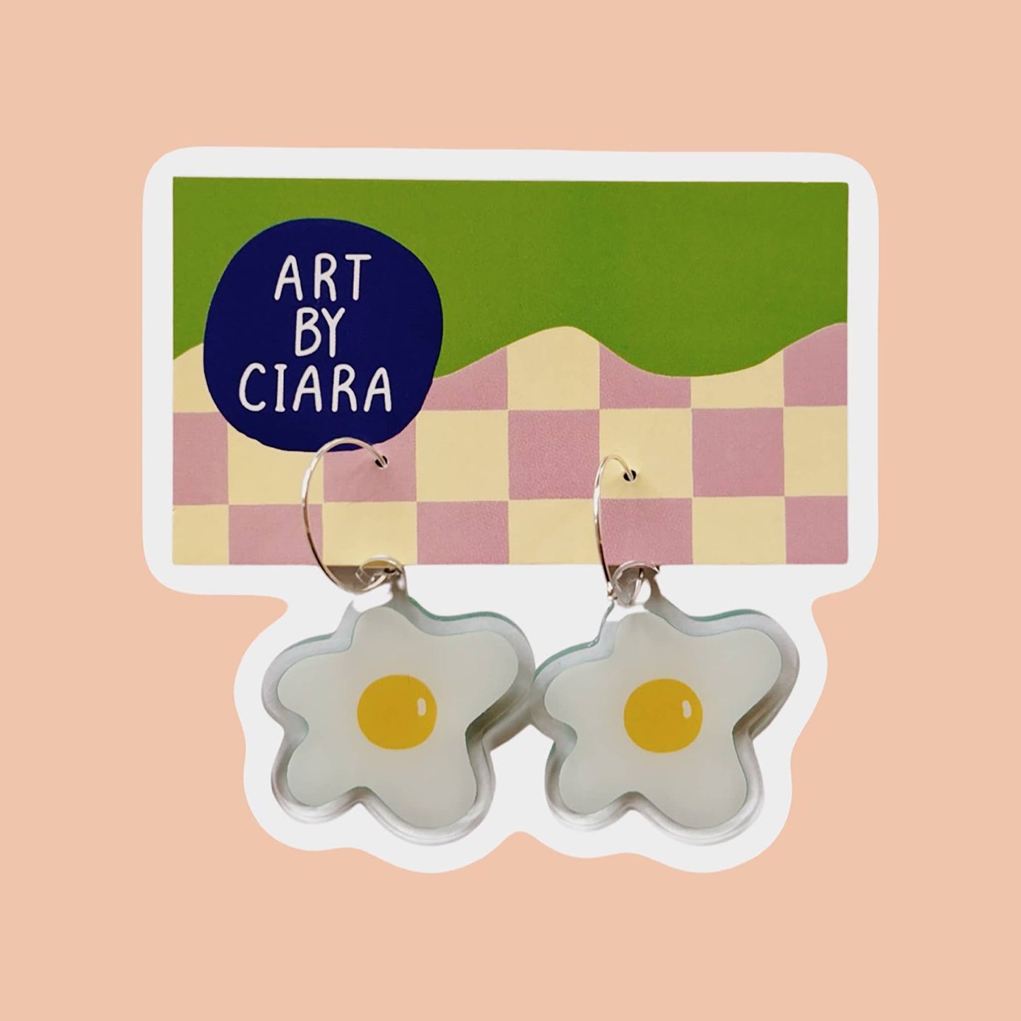 Acrylic Fried Egg Hoop Earrings