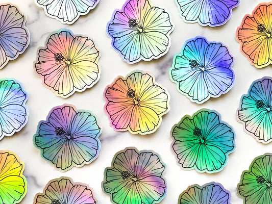 Hibiscus Holographic Sticker
