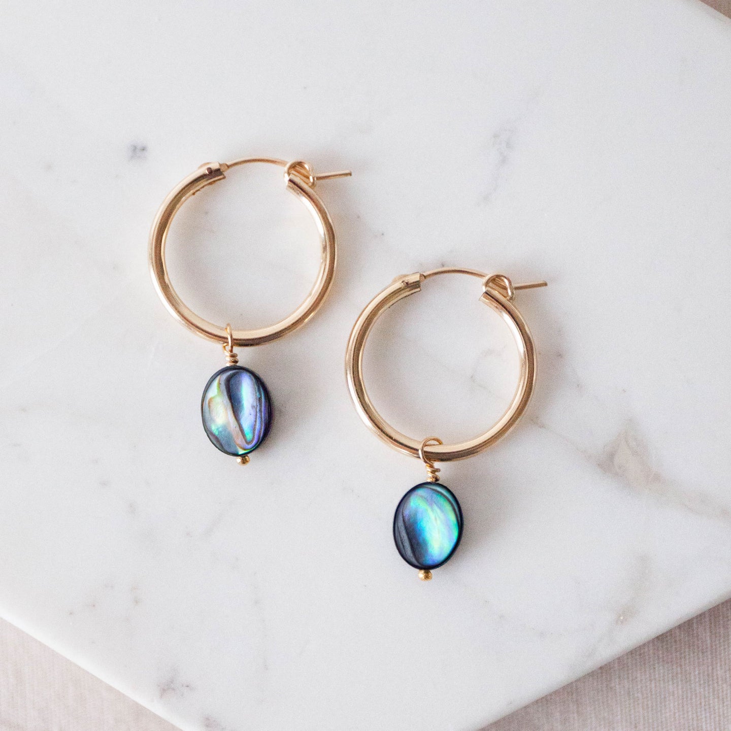 Abalone XL Huggie Hoops