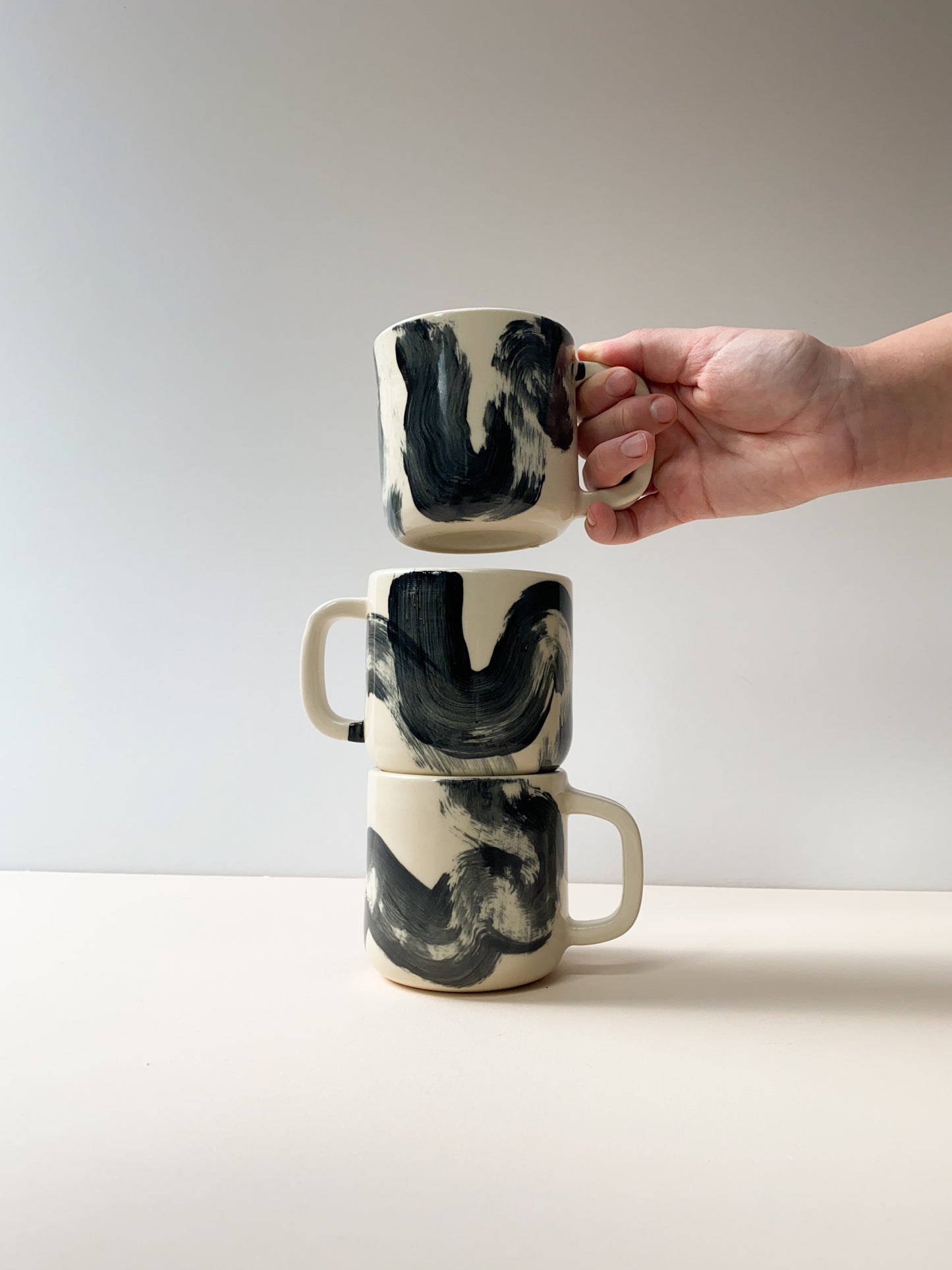 Porcelain Black Brush Pattern Mug