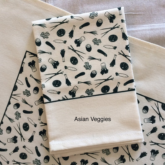 Asian Veggies Tea Towel