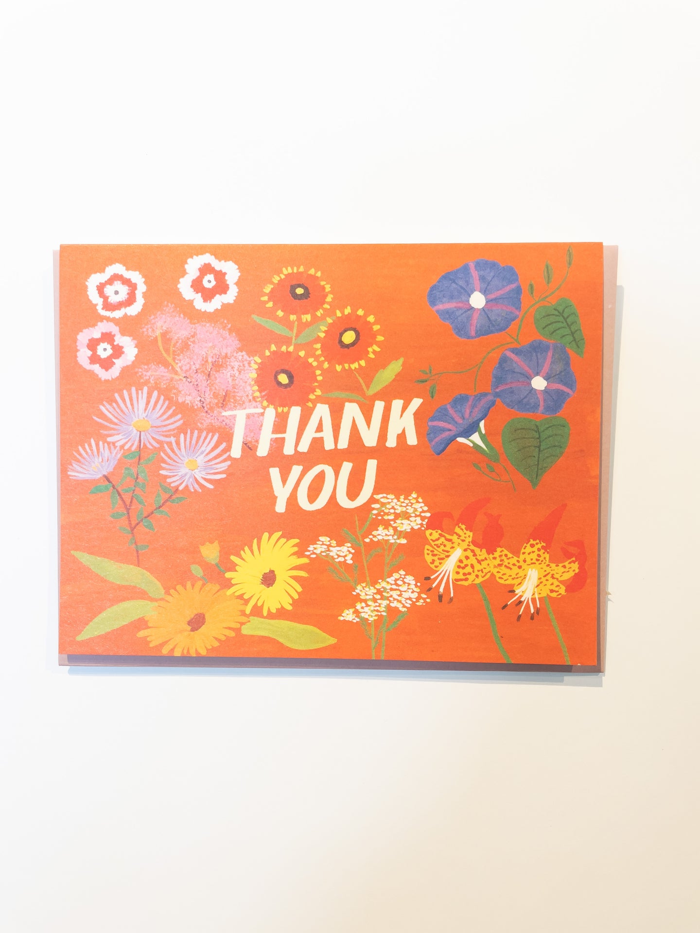 Orange Floral Thank You Card