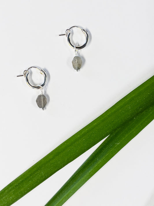 Labradorite Huggie Hoops