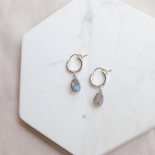 Load image into Gallery viewer, Labradorite Drop Huggie Hoops
