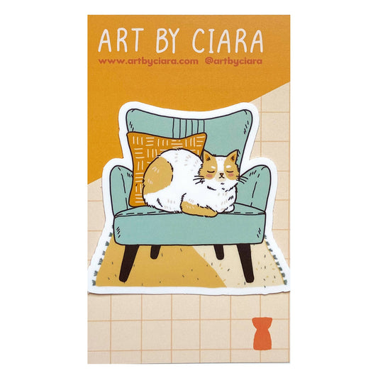 Cat on Blue Chair Sticker