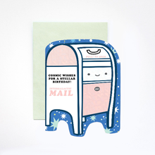 Load image into Gallery viewer, Cosmic Mailbox Birthday Holographic Greeting Card
