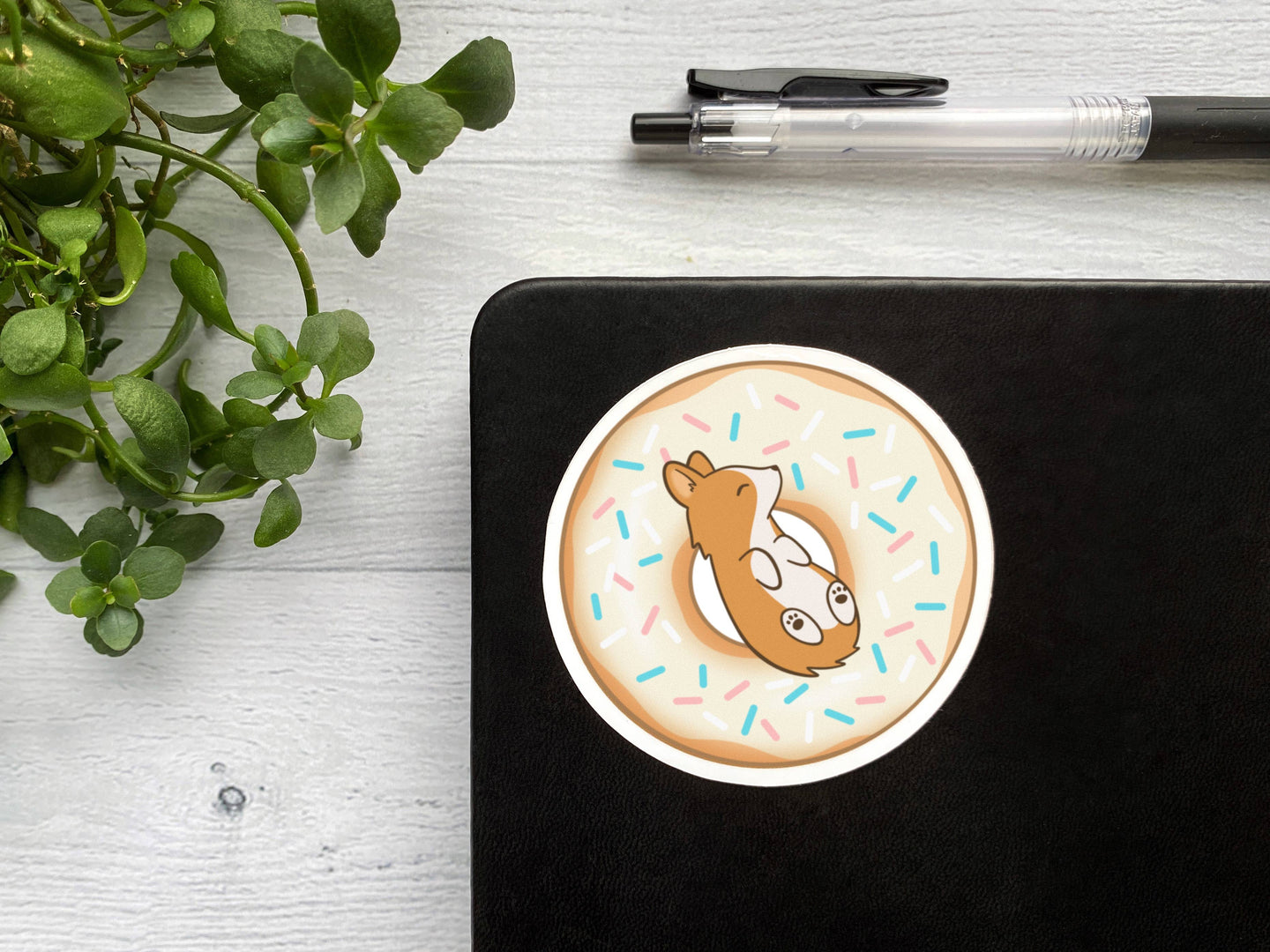 Glazed Donut Corgi Vinyl Sticker