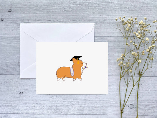 Graduation Corgi Greeting Card