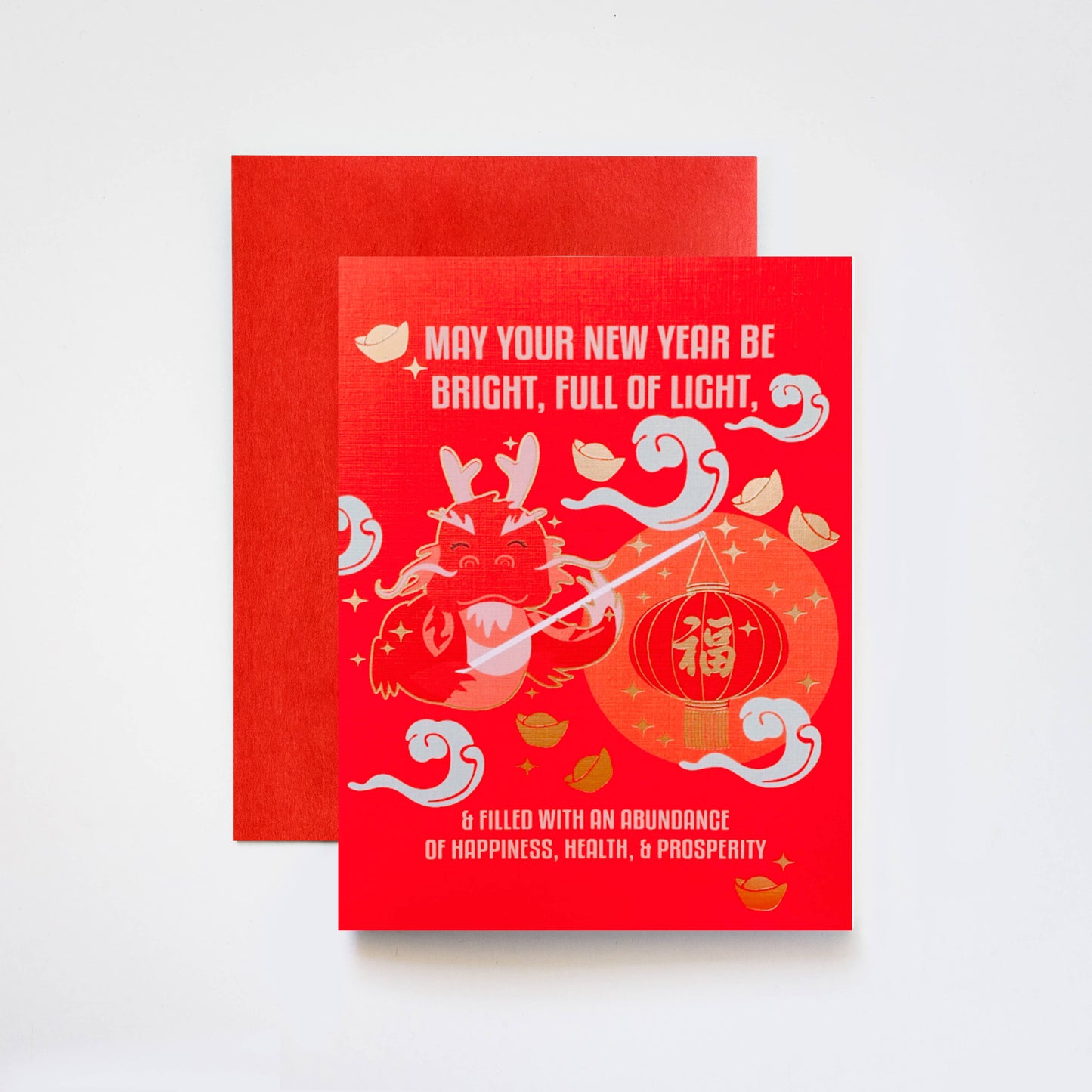 Year of the Dragon Lunar New Year Gold Foil Greeting Card