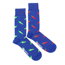 Load image into Gallery viewer, Red &amp; Green Chillies Mismatched Mens Socks
