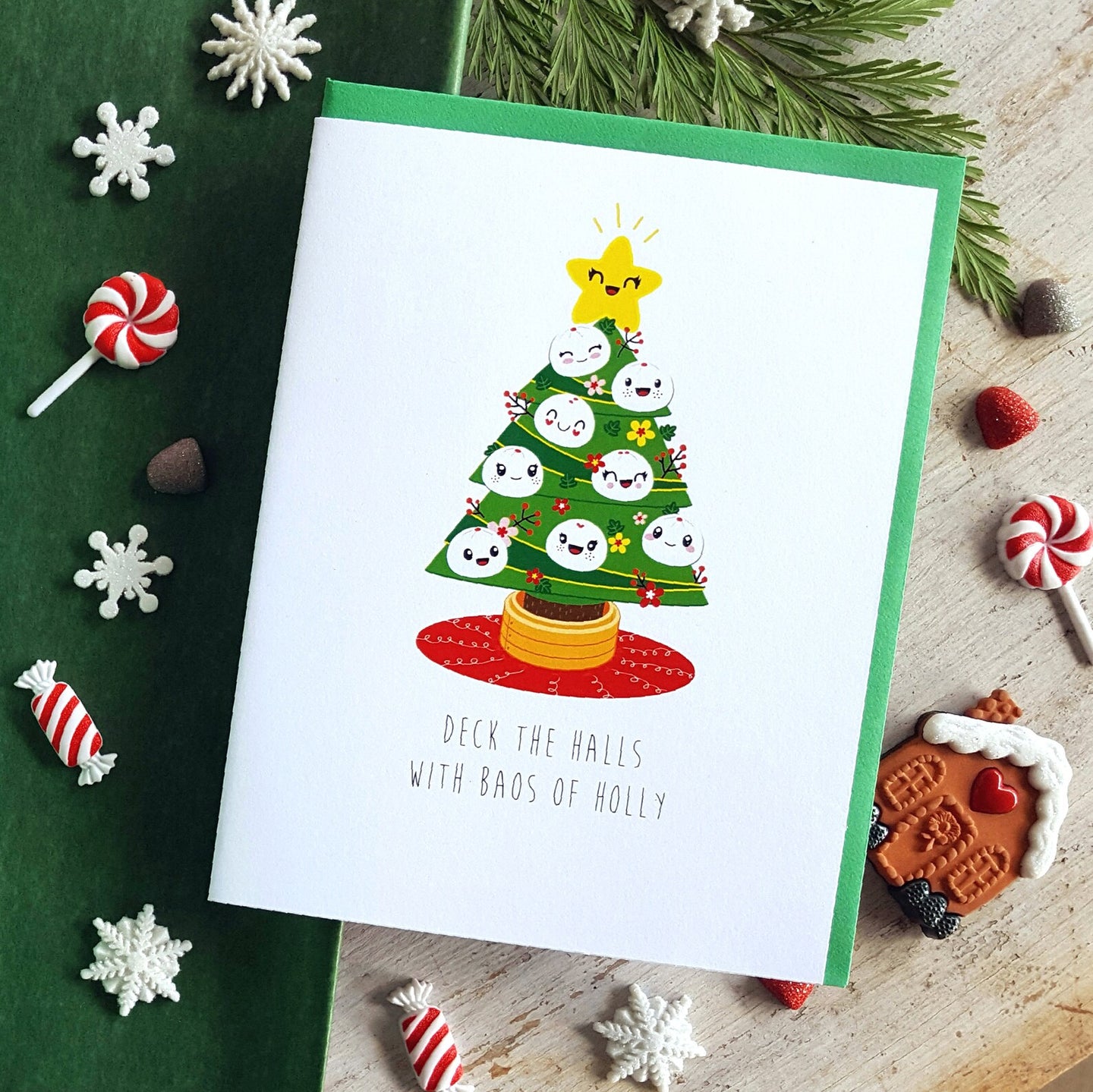 Baos of Holly Greeting Card