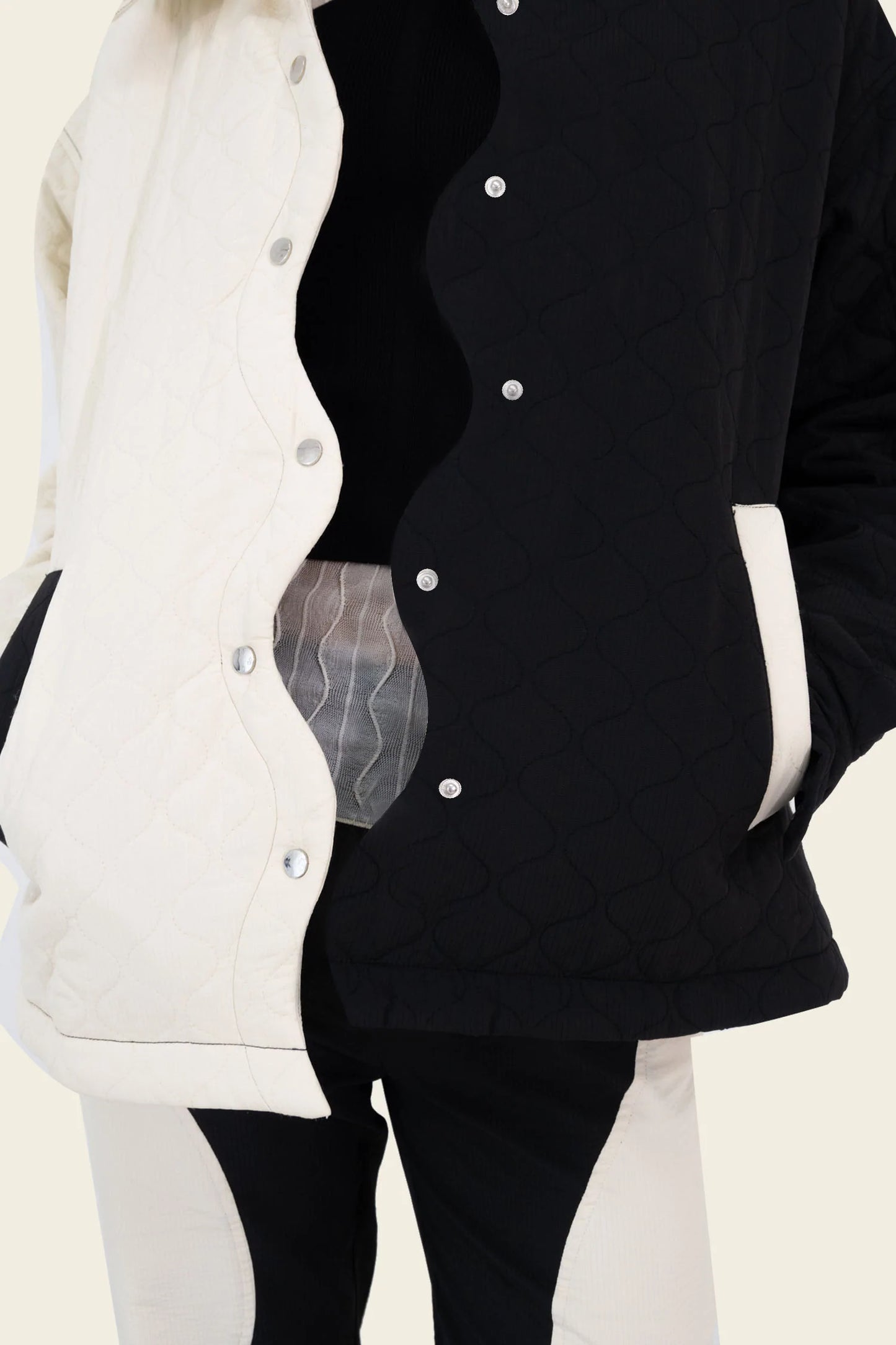 Yin and Yang Opposites Attract Quilted Jacket