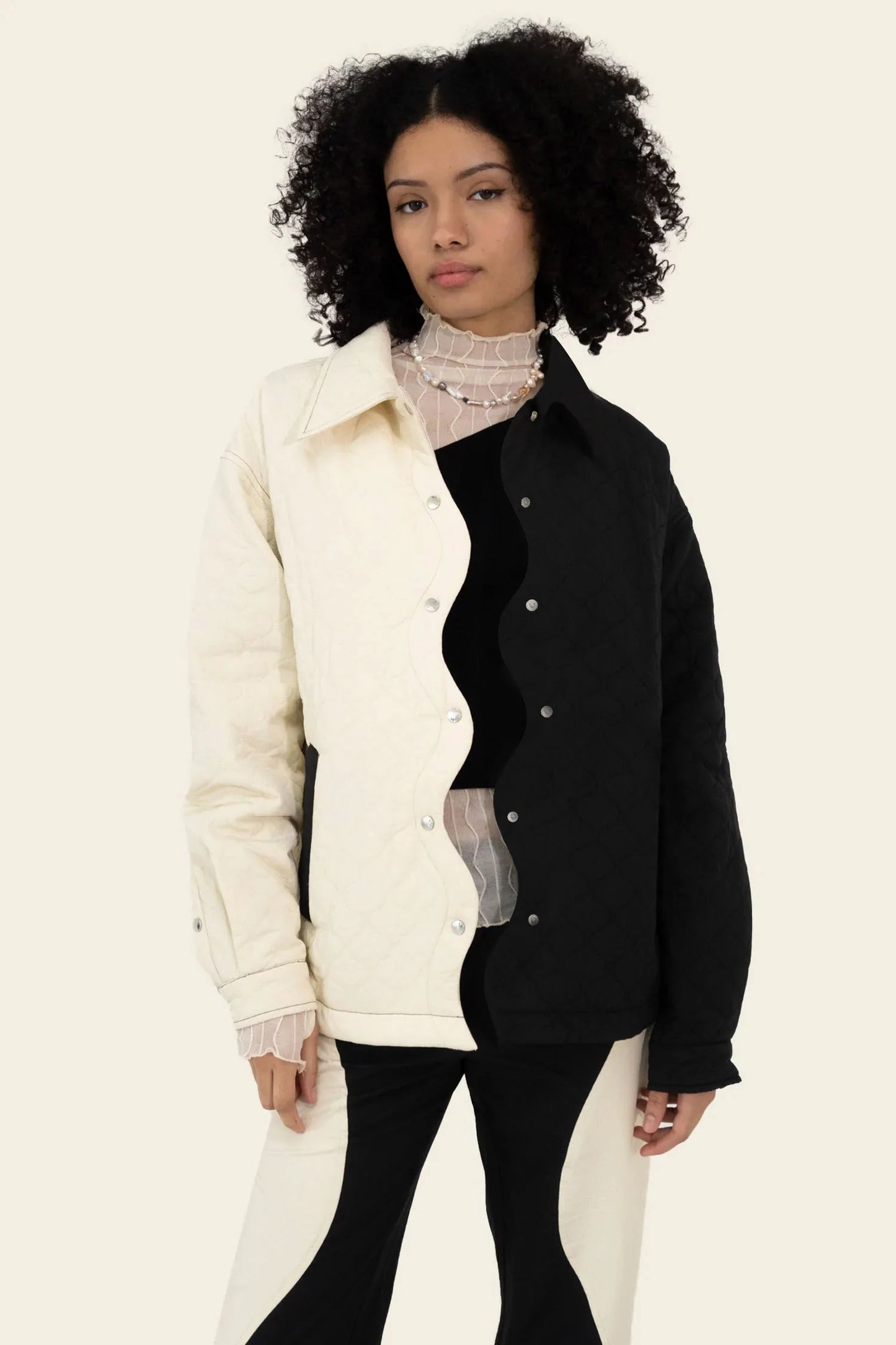 Yin and Yang Opposites Attract Quilted Jacket