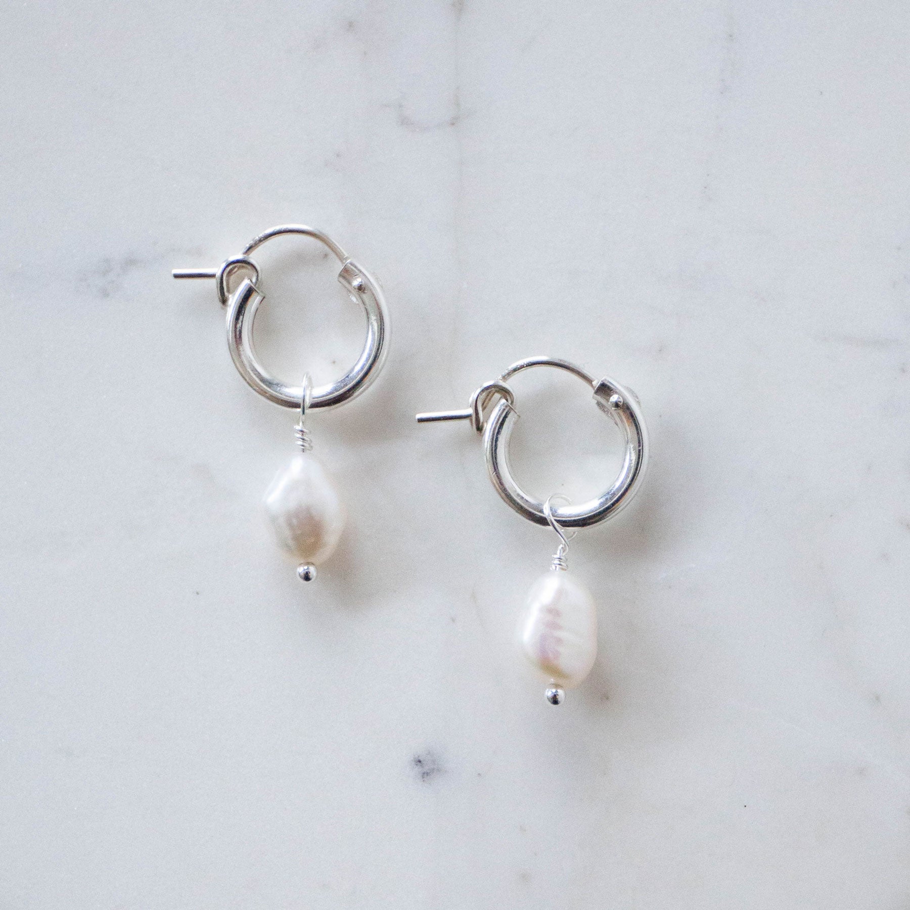 Pearl Huggie Hoops