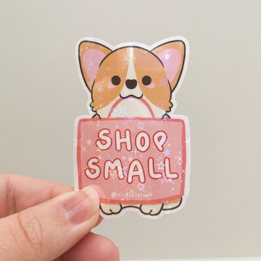 'Shop Small' Corgi Sticker