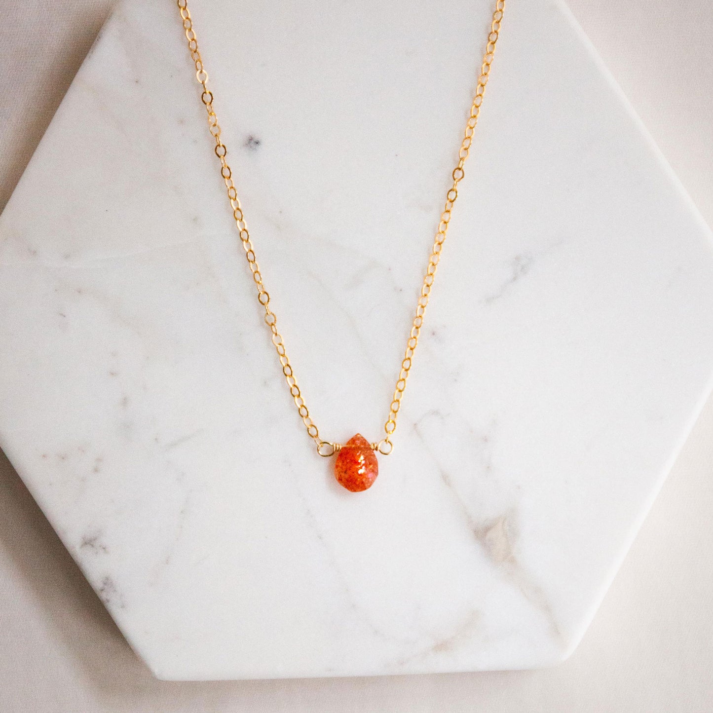 Sunstone Drop Necklace