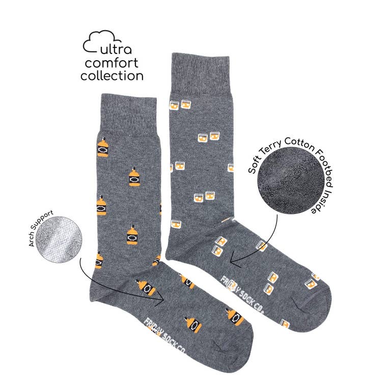 Whiskey Bottle Ultra Comfort Fit Mismatched Mens Socks